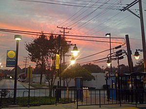 Lutherville light rail station platform on Ridgely Road, in Lutherville, Maryland