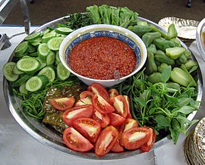 Lalab platter and Sambal