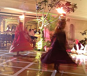 Spinning fire dancers of Udaipur