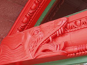 Detail on the west facade of the North Easton, Massachusetts railroad station