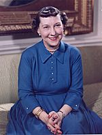 Black-and-white photographic portrait of Mamie Eisenhower