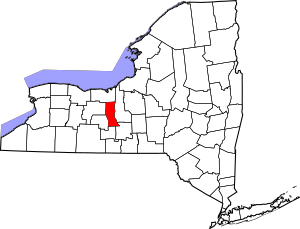 Map of New York highlighting Seneca County