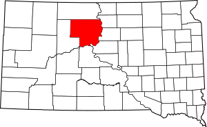 Map of South Dakota highlighting Dewey County