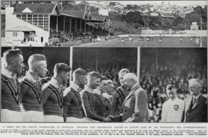 Opening of the new stand, Carlaw Park 1934