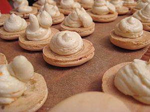 Preparing macarons for Valentine's Day, filling, February 2011