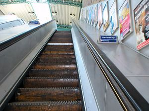 Going up wooden escalator at Greenford 16-06-06