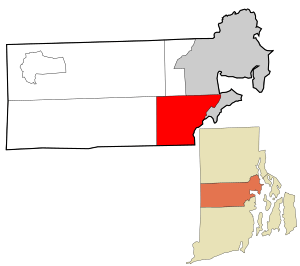 Location in Kent County and the state of Rhode Island.