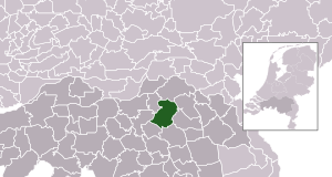 Highlighted position of Bernheze in a municipal map of North Brabant