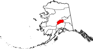 Map of Alaska highlighting Denali Borough