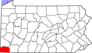 Map of Pennsylvania highlighting Greene County