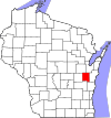 State map highlighting Calumet County