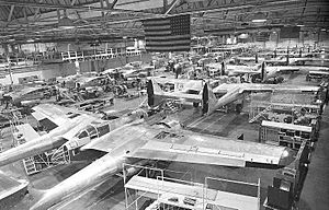 P-61bs on assembly line - Northrop - 1944