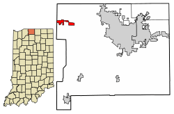 Location of New Carlisle in St. Joseph County, Indiana.