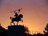 backlit statue