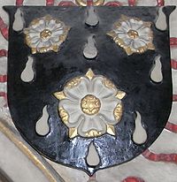 Coat of arms of John Still at his tomb in Wells Cathedral, Somerset, UK - 20100930