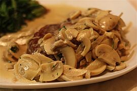 Filet mignon with mushroom-cream sauce