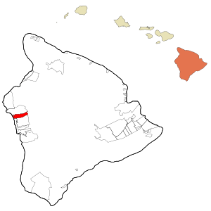 Location in Hawaii County and the state of Hawaii