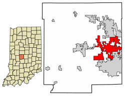 Location of Avon in Hendricks County, Indiana.