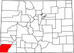 State map highlighting Montezuma County