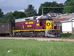 Train and houses in South Zanesville