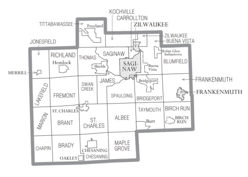 Saginaw County, MI census map