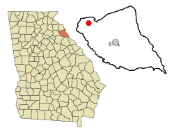 Location in Elbert County and the state of Georgia