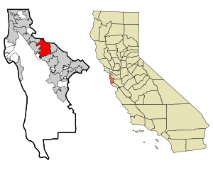 Location in San Mateo County and the state of California