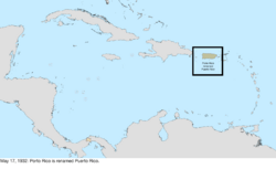 Map of the change to the United States in the Caribbean Sea on May 17, 1932