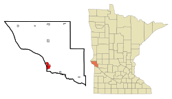 Location of Ortonvillewithin Big Stone County, Minnesota