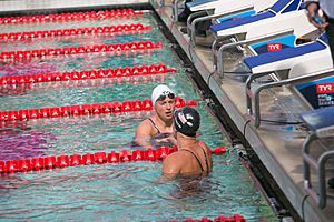 Katie Ledecky and Leah Smith are alone at the finish after the 800m free (41869226145)