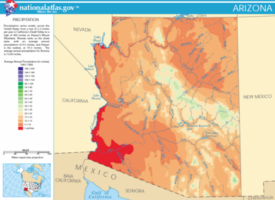 Map of Arizona Precipitation NA