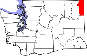 Map of Washington highlighting Pend Oreille County