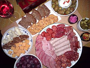 A charcuterie board