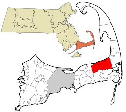 Location in Barnstable County and the state of Massachusetts