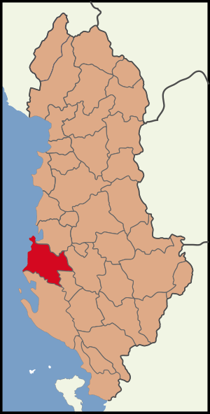 Map showing the district within Albania