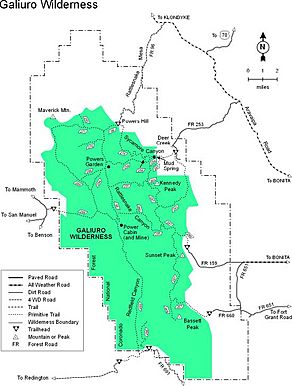 Galiuro Wilderness Map