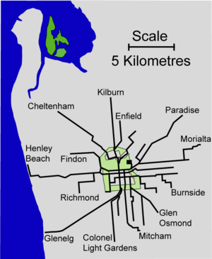 Adelaide trammap 1950s