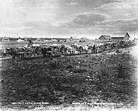 Hudson Bay Co's Transport loaded with fur, Fort Smith, Slave River, NT, about 1900