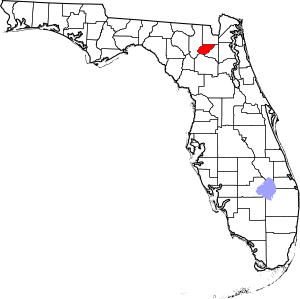 Map of Florida highlighting Union County