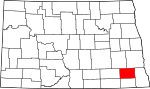 State map highlighting Ransom County