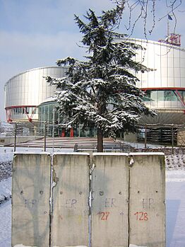 Piece of Berlin Wall in front of the European Court of Human Rights, Strasbourg