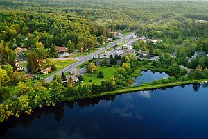 Aerial view of Pocono Pines at the intersection of PA 940 and PA 423