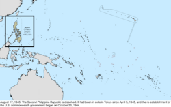 Map of the change to the United States in the Pacific Ocean on August 17, 1945