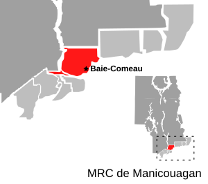 Map of RCM with Baie-Comeau highlighted