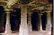 Granite pillars1 in hall (mantapa) in Aghoreshwara Temple at Ikkeri