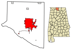 Location of Athens in Limestone County, Alabama