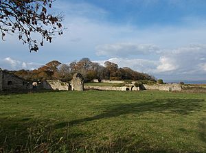 Ruins of old Quarr Abbey, Isle of Wight, UK