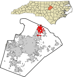 Location in Wake County and the state of North Carolina.