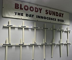 Bloody Sunday Banner and Crosses