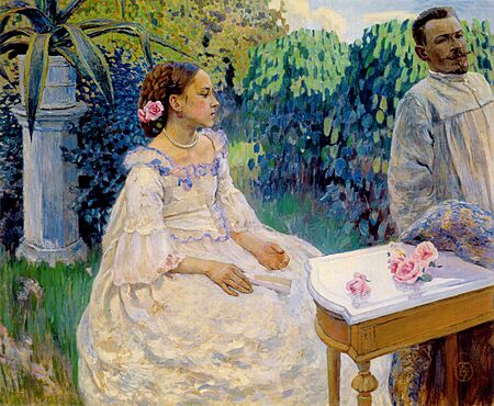 Borisov-Musatov, self-portrait with sister (1898, Russian museum)